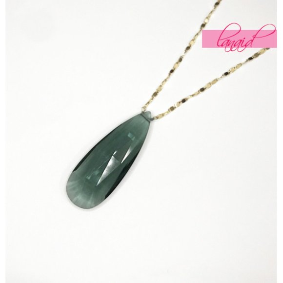 Anthropologie Skipping Stones Necklace Crystal Gem Gemstone Geode Gold Gray Grey - Picture 4 of 7